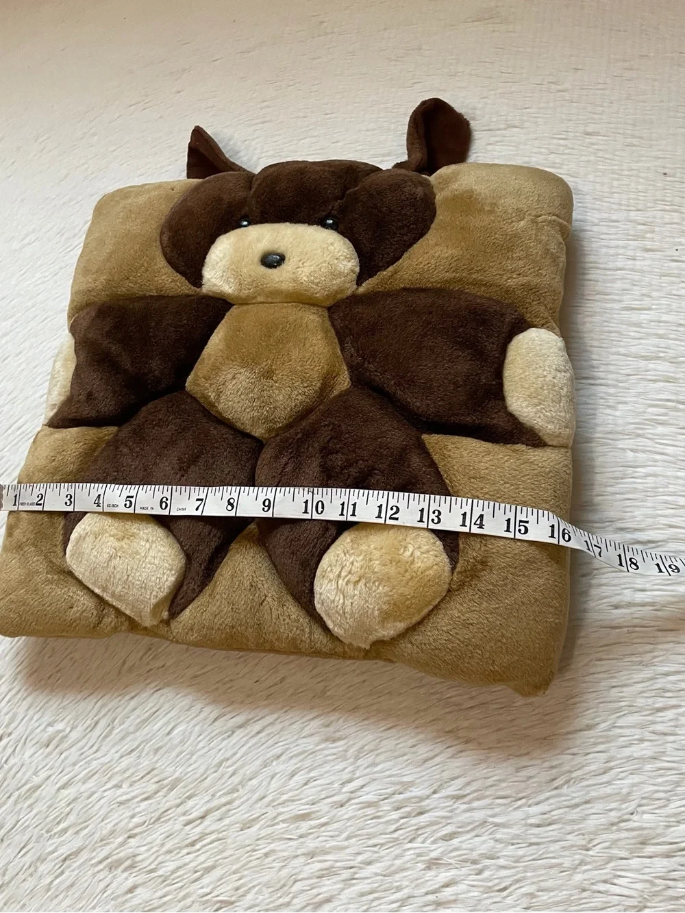 Vintage 3D style Brown Plush Teddy Bear Cushion Pillow